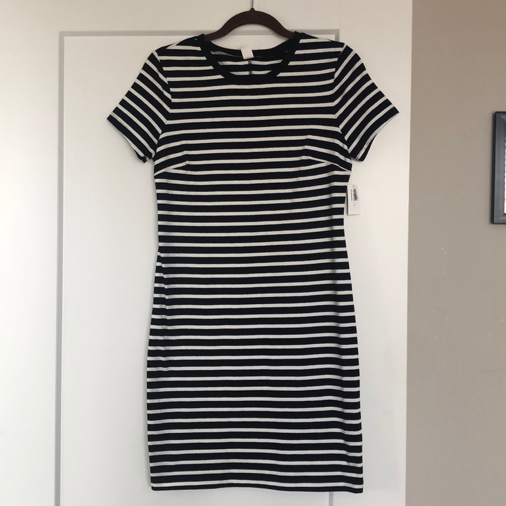 Black and White Striped T-Shirt Dress